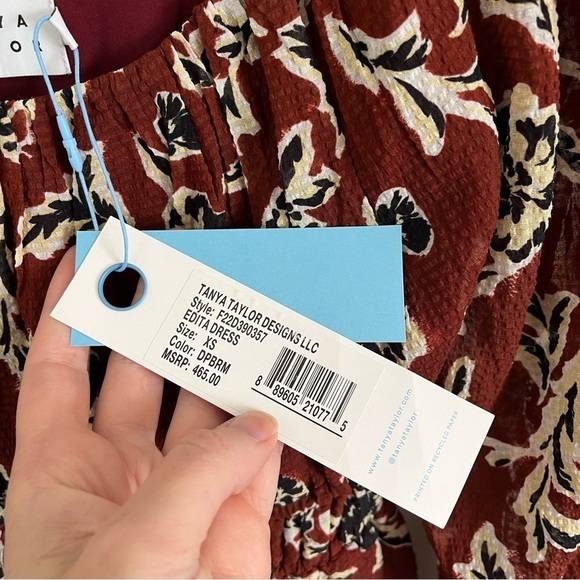 TANYA TAYLOR Edita Crinkled Puff-Sleeve Tiered Mini Dress - Picture 10 of 12